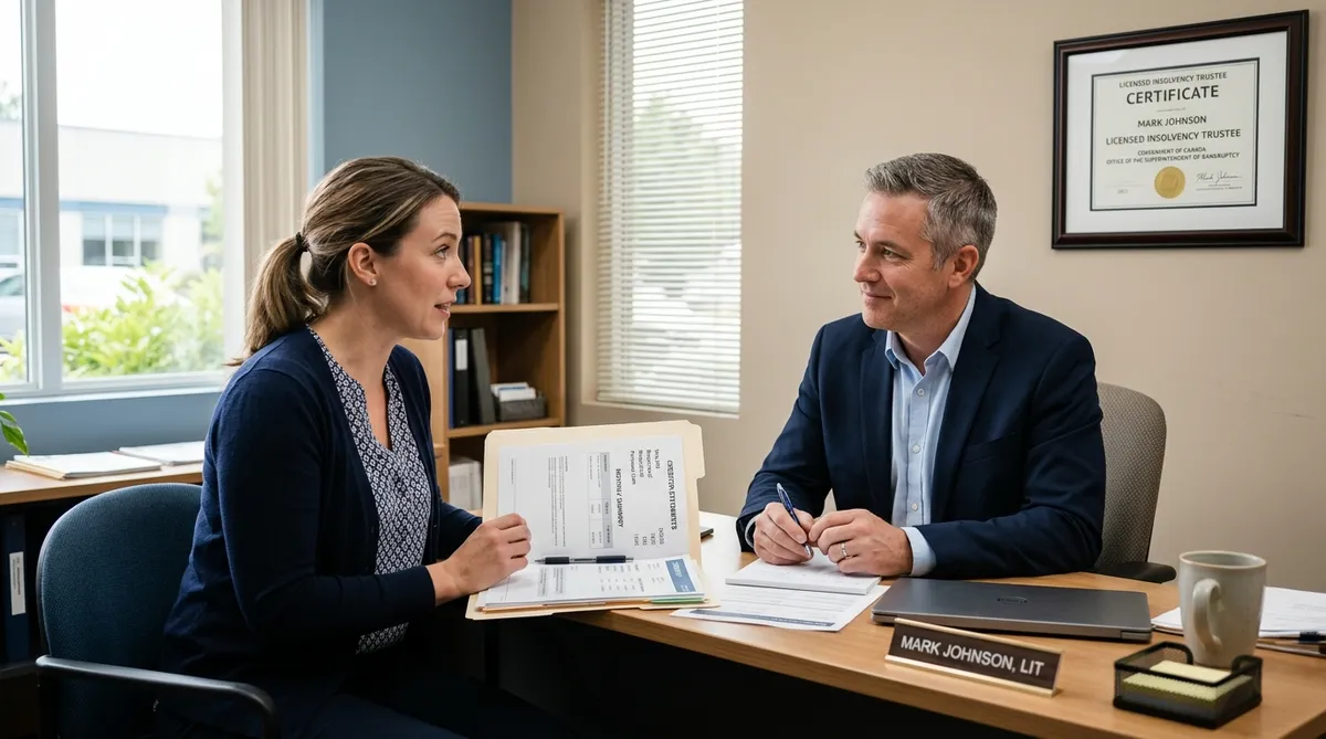 Ontario resident meeting with Licensed Insolvency Trustee about consumer proposal