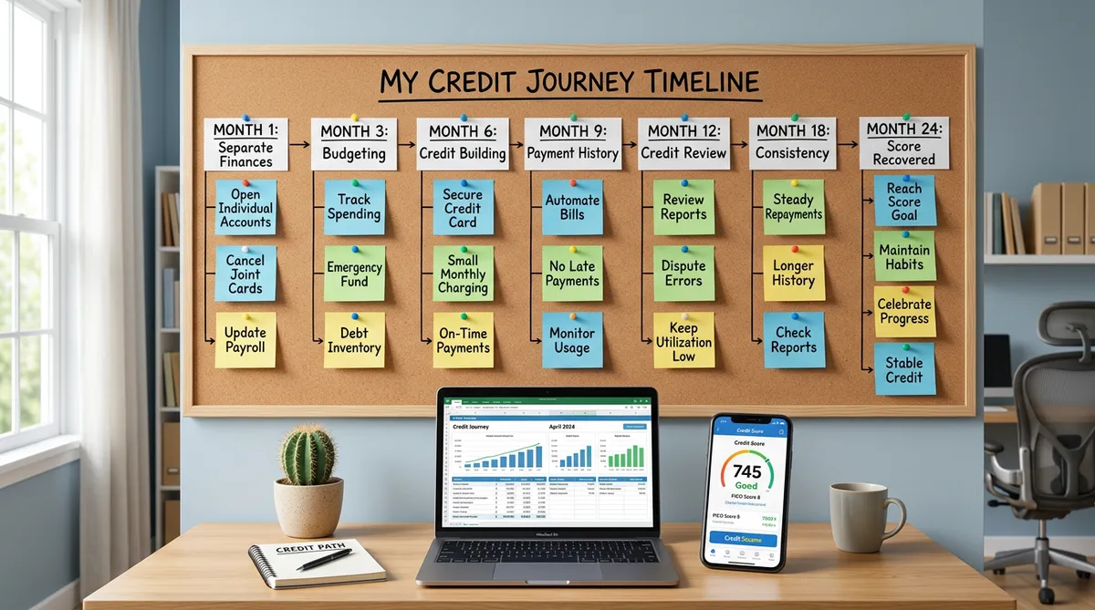 realistic credit recovery timeline after divorce in Canada month by month