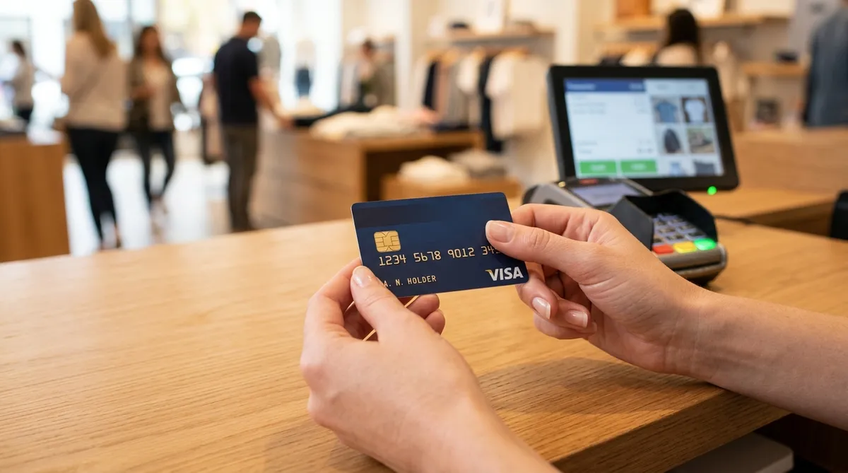 person holding secured credit card to rebuild credit after bankruptcy in Canada