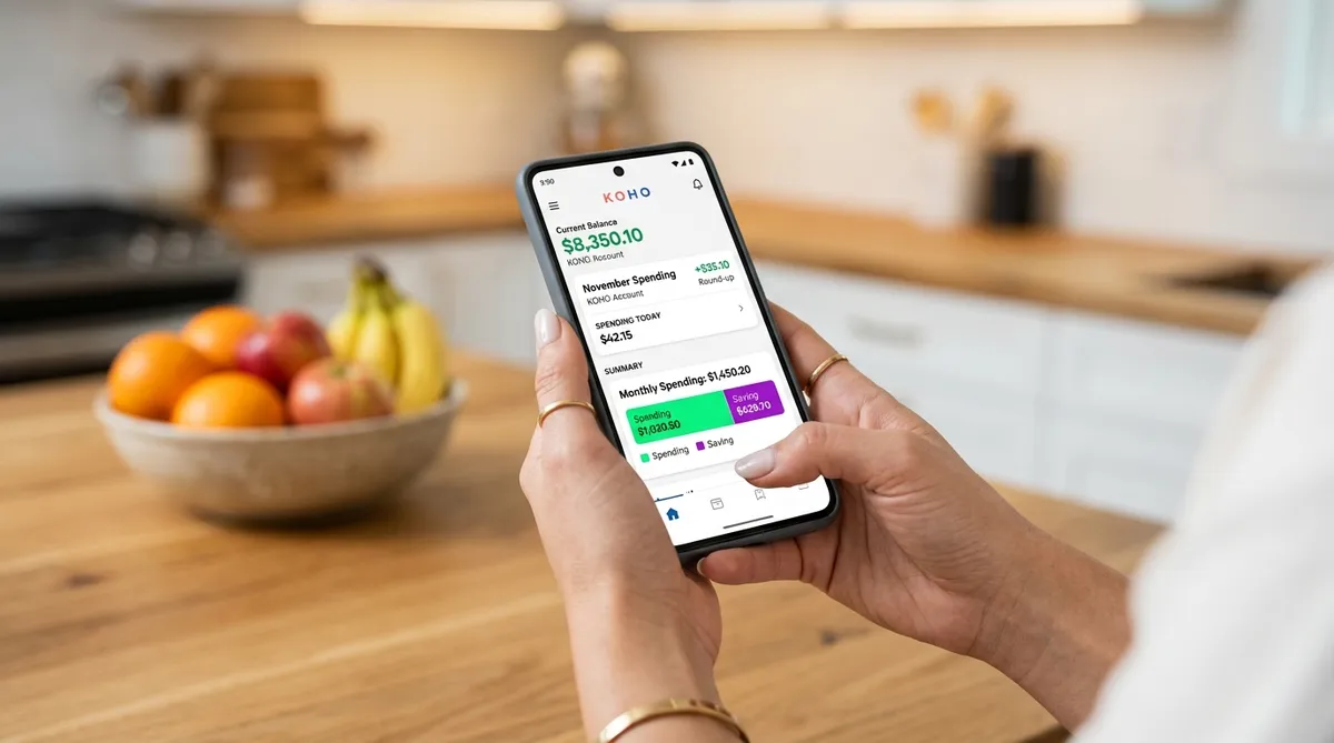 KOHO app credit builder dashboard on smartphone in Canada