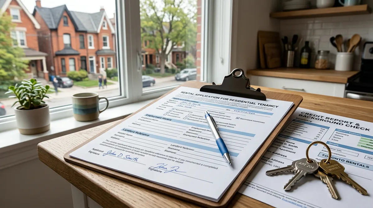 Ontario rental application with credit check and apartment keys for tenant with bad credit