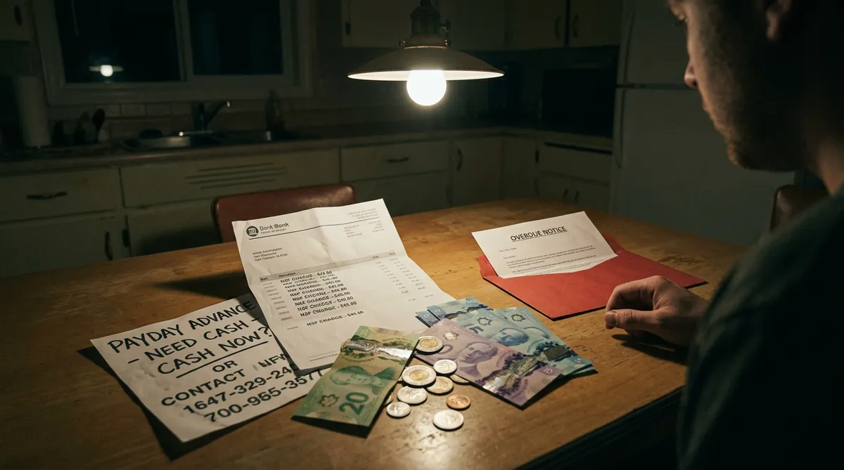 payday loan debt cycle in Canada with NSF fees and overdue notices