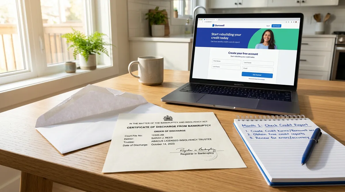 starting credit rebuilding after bankruptcy discharge in Canada with credit monitoring