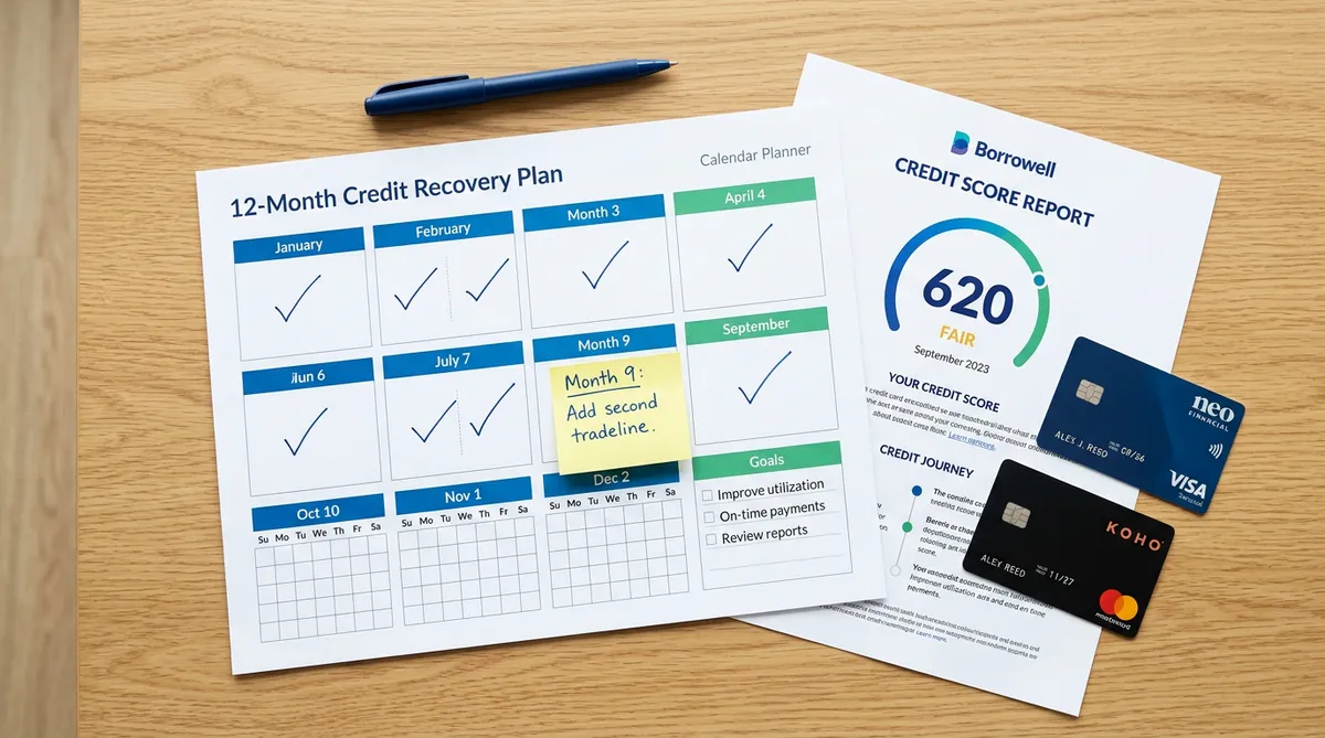 12-month credit rebuilding timeline for Canadian student loan default recovery